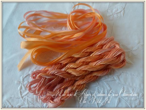 Fil de soie d alger et rubans de soie clementine un petit fil 1