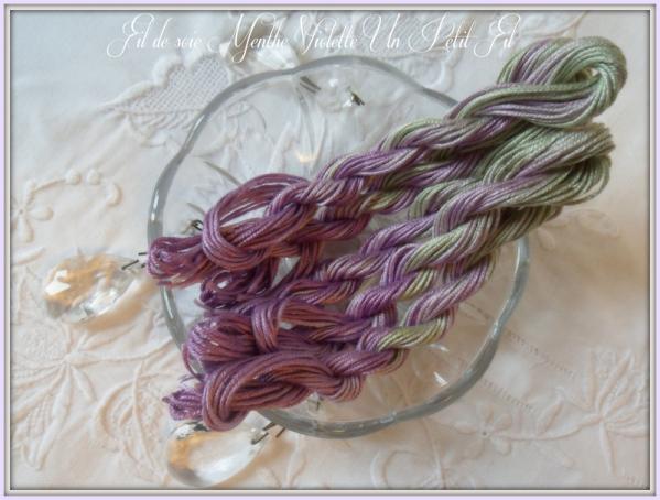 Fil de soie d alger teinte menthe violette 1