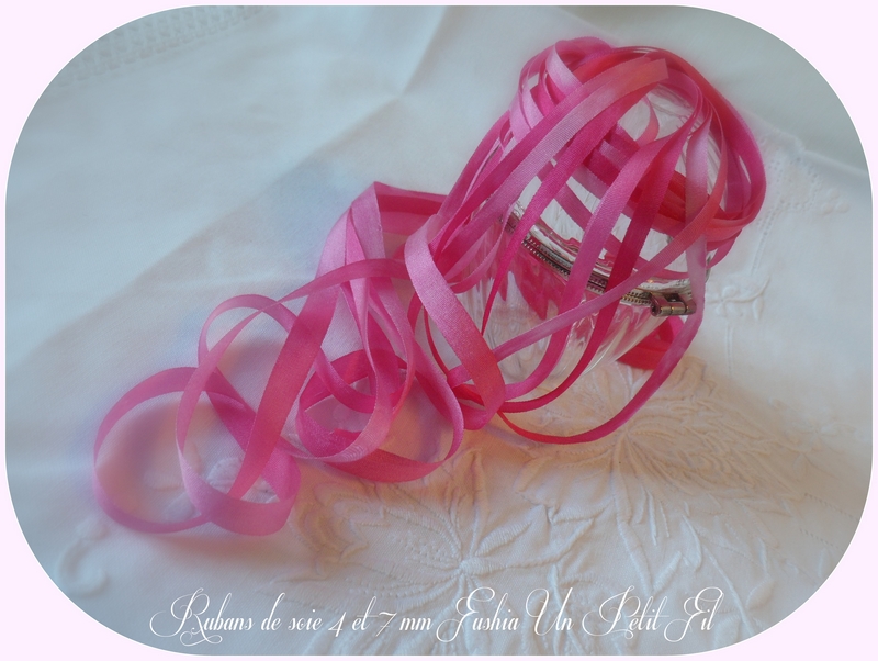 Rrubans soie 4 et 7 mm fushia un petit fil