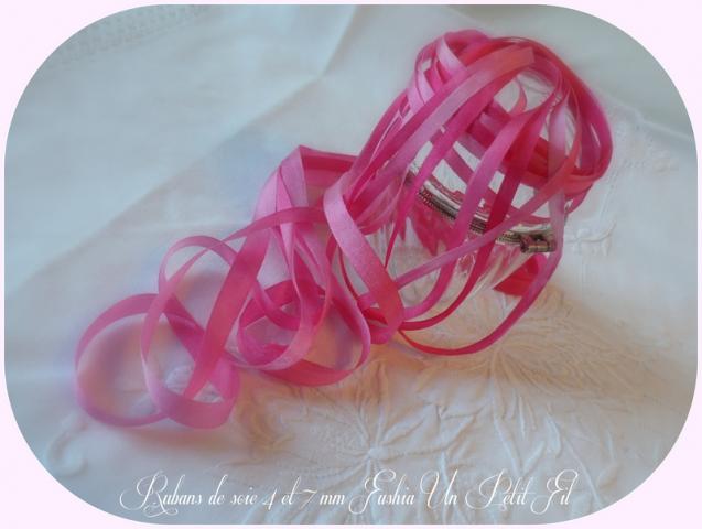 Rrubans soie 4 et 7 mm fushia un petit fil