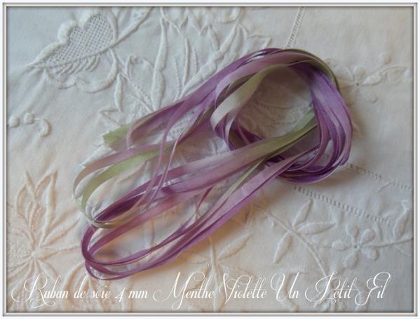 Ruban soie 4 mm menthe violette un petit fil 2