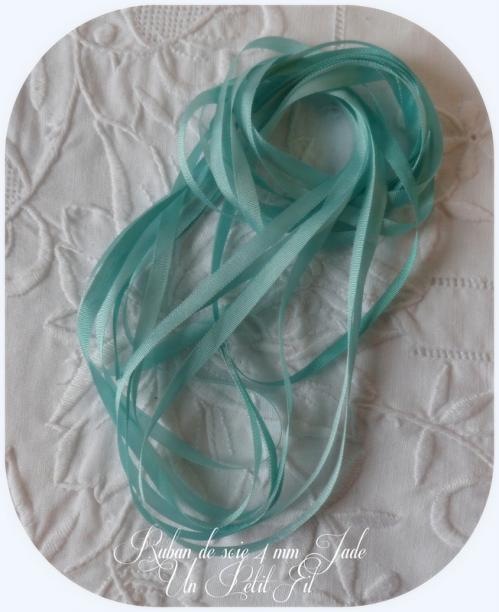 Rubans de soie jade 4 mm un petit fil 1