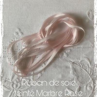 Ruban de soie  Marbre Rose  4 mm