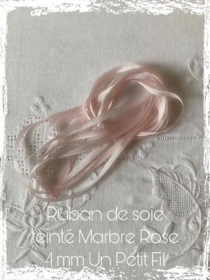 ruban de soie 4 mm Marbre Rose UPF