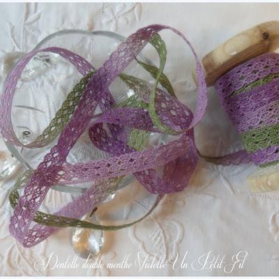 Dentelle double menthe violette un petit fil 1