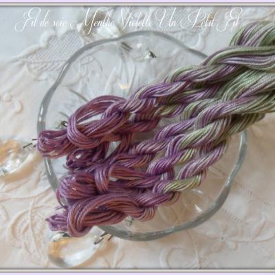 Fil de soie d alger teinte menthe violette 1