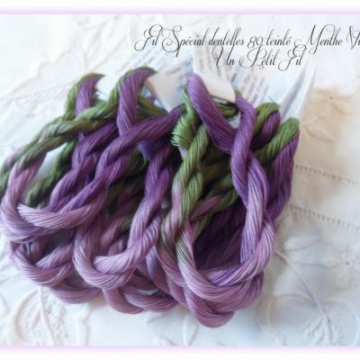 Fil special dentelles 80 menthe violette un petit fil 1