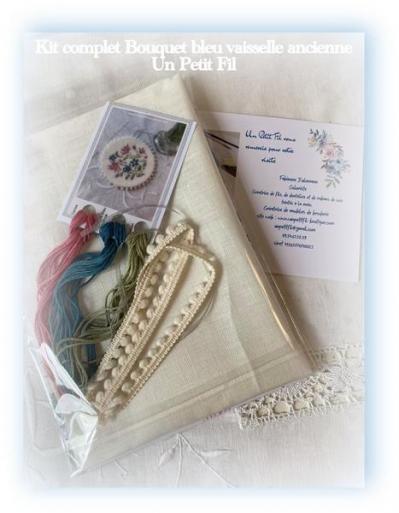 Kit complet bouquet bleu vaisselle ancienne un petit fil