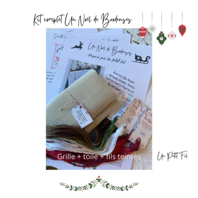 Kit complet Un Noël de Brodeuses ( avec toile fils, et grille papier)