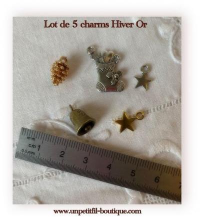 Lot 5 charms hiver or un petit fil 1