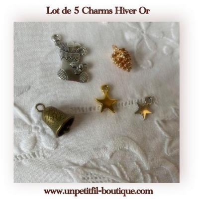 Lot 5 charms Hiver Or