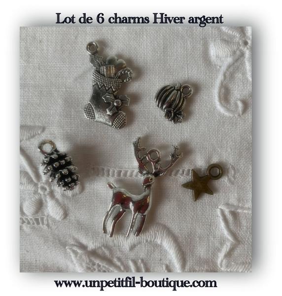 Lot 6 charms Hiver argent