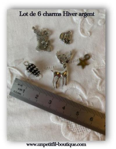 Lot 6 charms hiver argent un petit fil 2