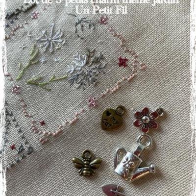 Lot de 5 charms theme jardin pour mon jardin de brodeuse un petit fil