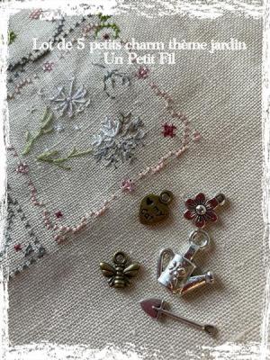 Lot de 5 charms theme jardin pour mon jardin de brodeuse un petit fil