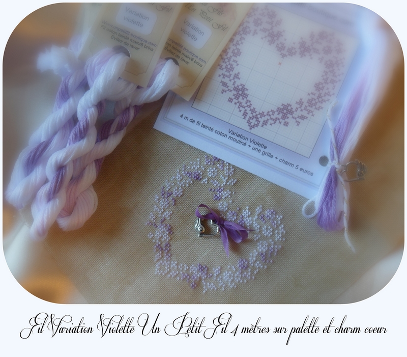 Palette fil variation violette un petit fil avec charm coeur