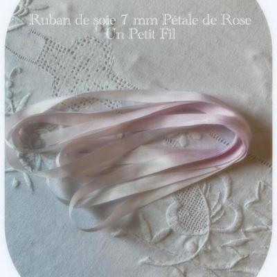 Ruban de soie  Pétale de Rose  7 mm
