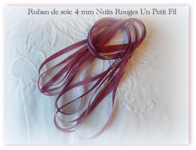 Ruban de soie 4 mm nuits rouges un petit fil