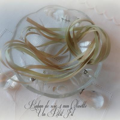 Ruban de soie 4 mm olivette 1