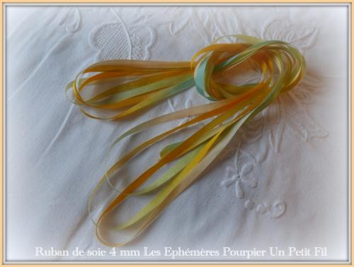 Ruban de soie 4 mm pourpier un petit fil 3