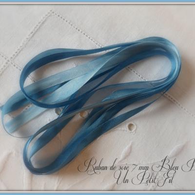 Ruban de soie 7 mm bleu petrole