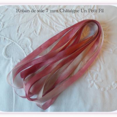 Ruban de soie 7 mm chataigne un petit fil