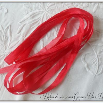 Ruban de soie 7 mm garance upf