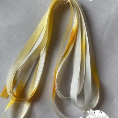 Ruban de soie 7 mm nacre d or