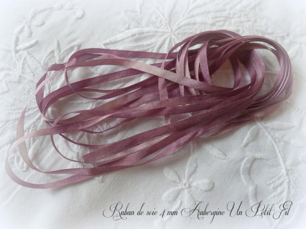 Ruban soie 4 mm aubergine upf