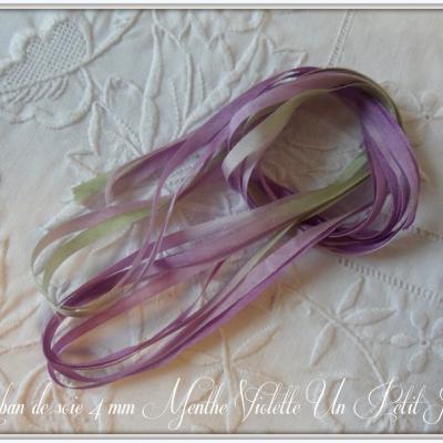 Ruban de soie Menthe Violette 4 mm