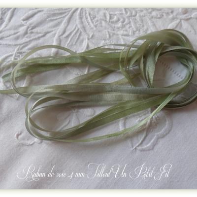 Ruban soie 4 mm tilleul un petit fil