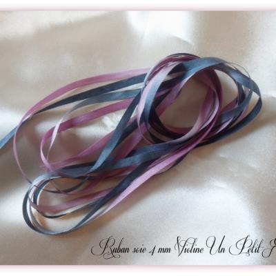 Ruban soie 4 mm violine un petit fil