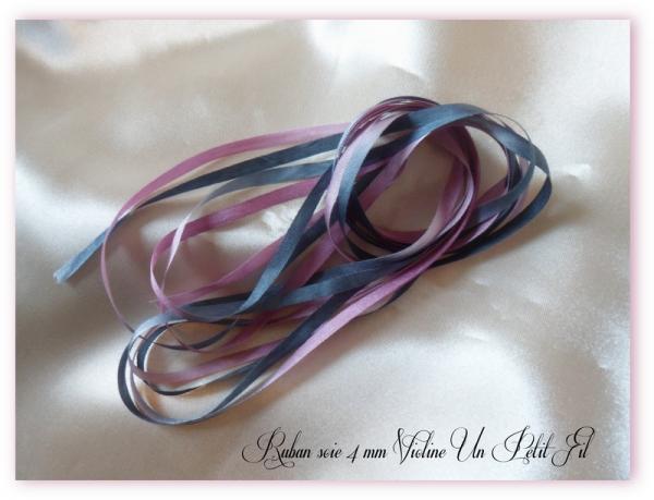 Ruban soie 4 mm violine un petit fil