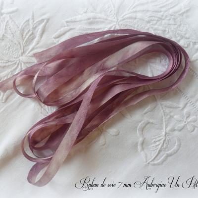 Ruban soie 7 mm aubergine upf