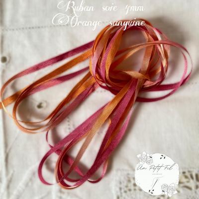 Ruban soie orange sanguine 4 mm