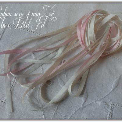 Rubans de soie 4 mm teintes zoe par un petit fil