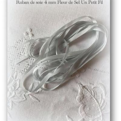 Rubans de soie fleur de sel 4 mm un petit fil