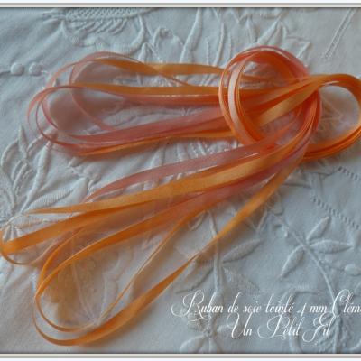 Rubans de soie teintes clementine 4 mm un petit fil 1