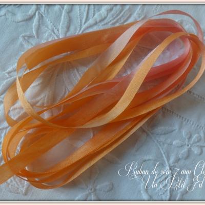 Rubans de soie teintes clementine 7 mm un petit fil 1