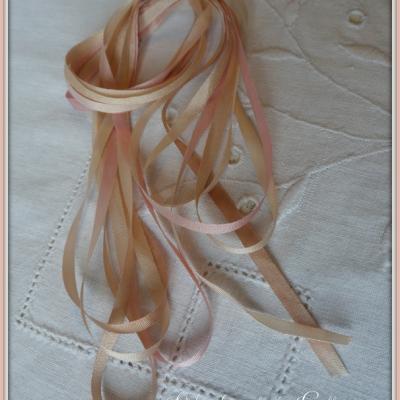 Rubans de soie teintes fanette 4 mm un petit fil