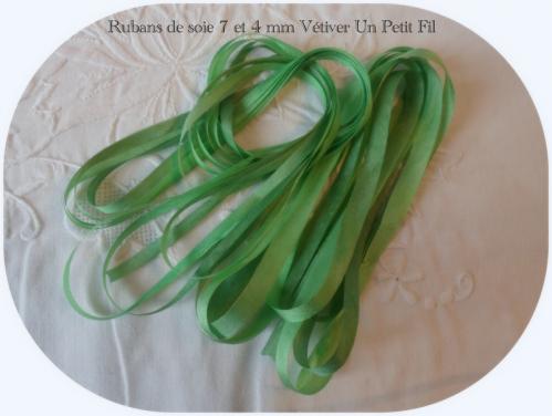 Rubans soie 7 et 4 mm vetiver un petit fil