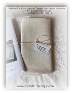 Toile de lin lune argentee zweigart trousse fleurie