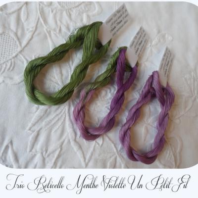 Trio reticello menthe violette un petit fil